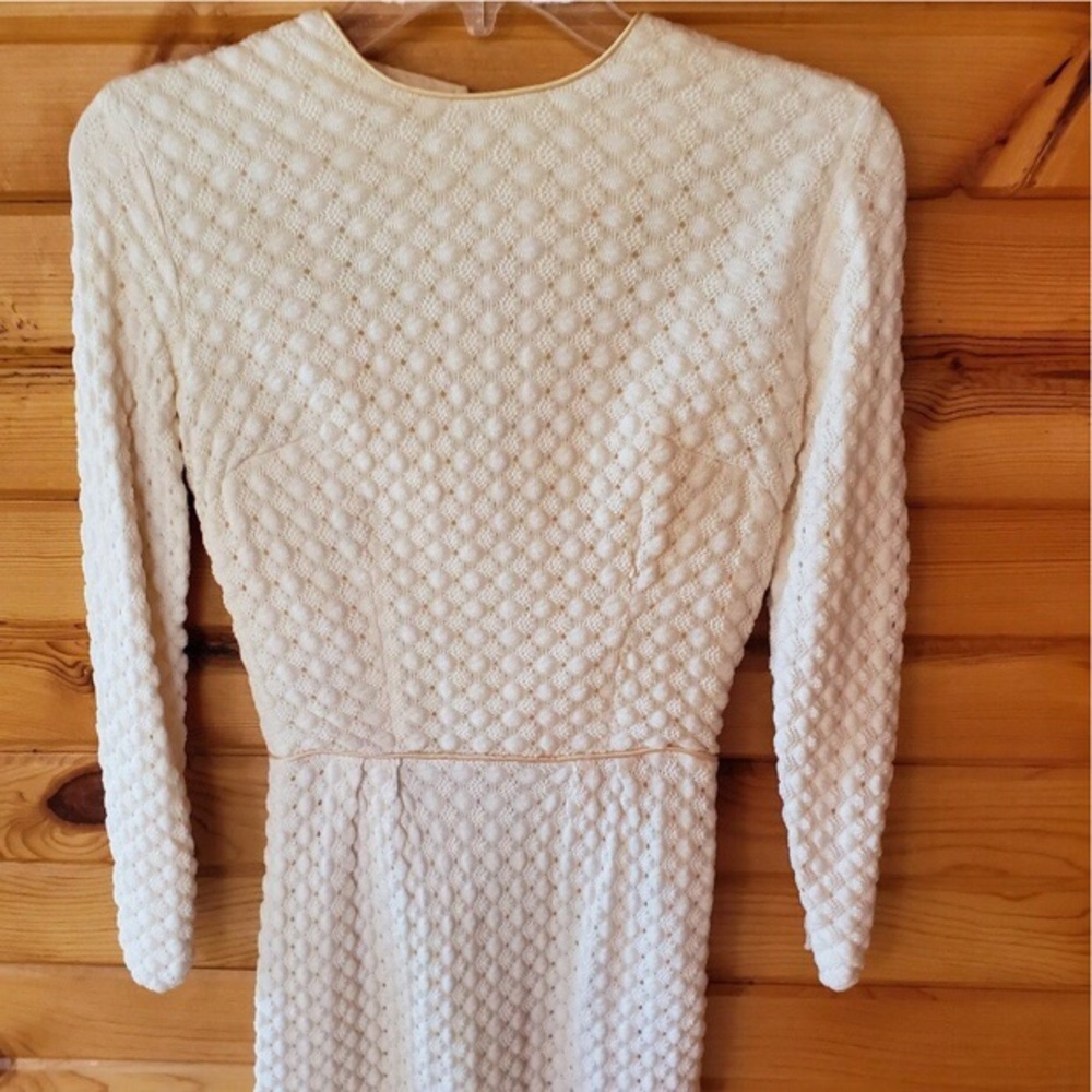 Vintage Vtg 50s Ivory Cream Wedding Bride Dress XS